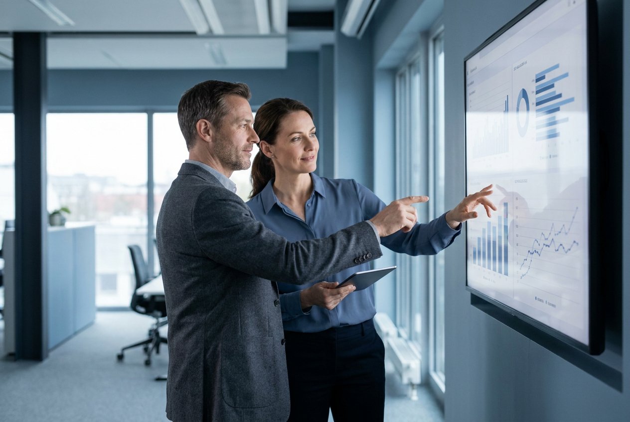 Analyst reviewing workforce research findings